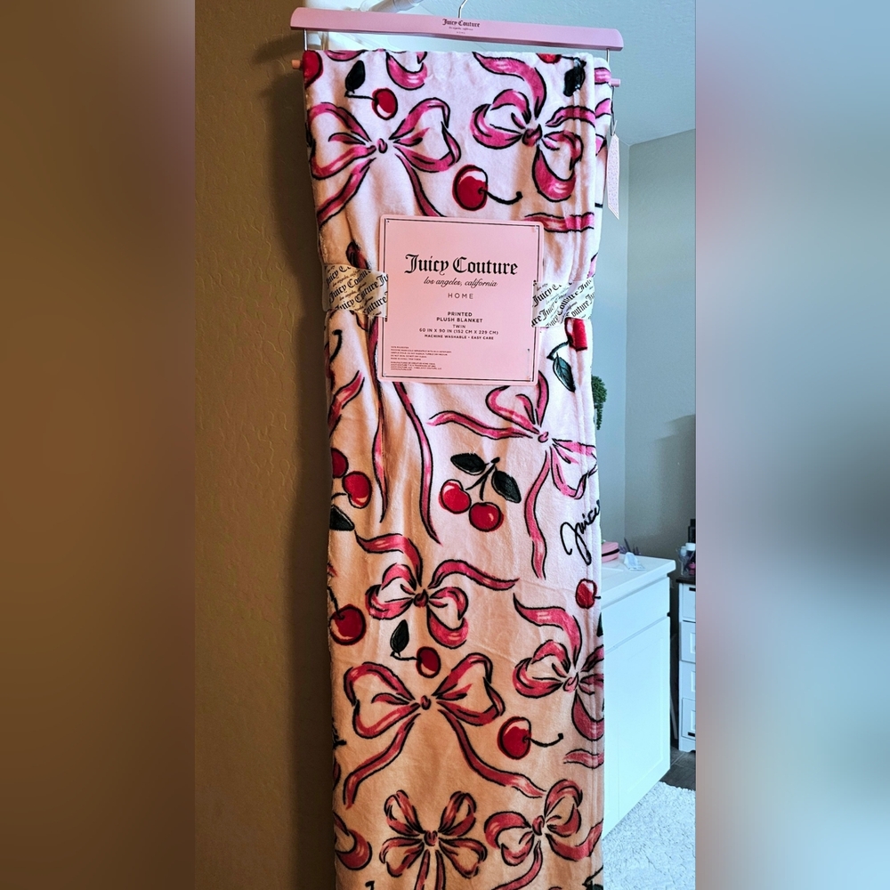 Juicy Couture Pink and White Bow & Cherry Design
